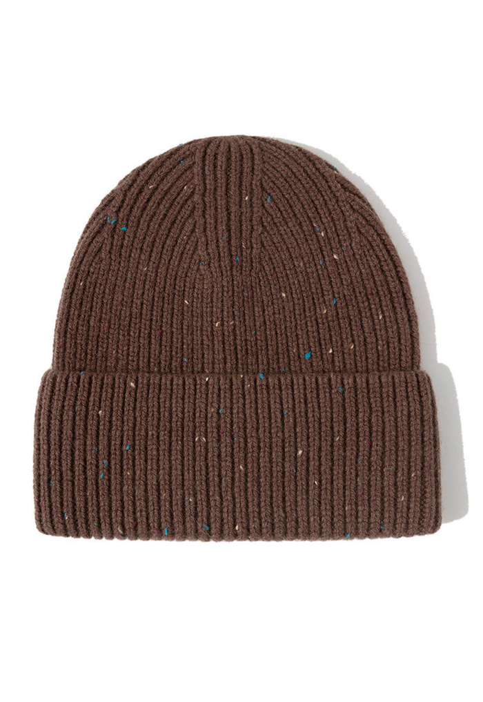 100% Wool Confetti Beanie - Chocolate