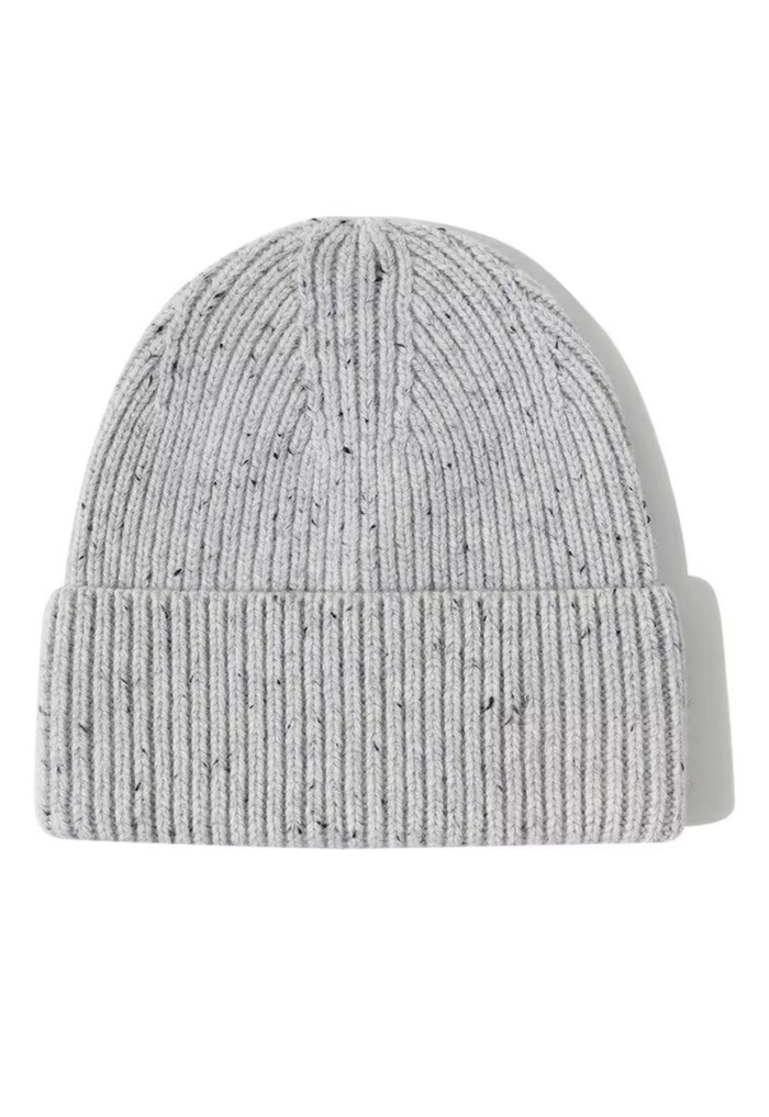 100% Wool Confetti Beanie - Light Grey