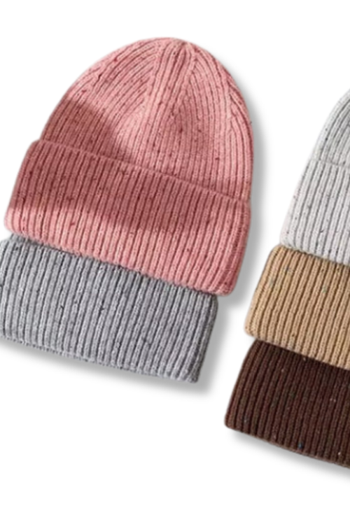 100% Wool Confetti Beanie - Light Grey