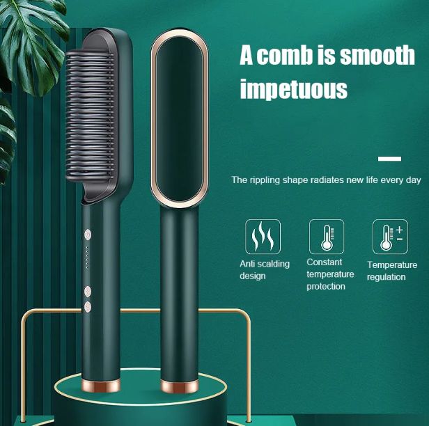 2 in 1 Hair Straightener Hot Comb Curling Tong Dual Purpose Electric Hair Brush