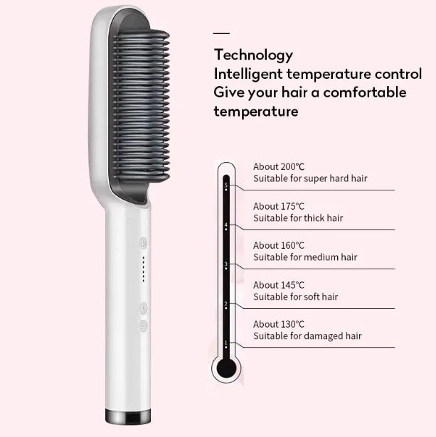 2 in 1 Hair Straightener Hot Comb Curling Tong Dual Purpose Electric Hair Brush