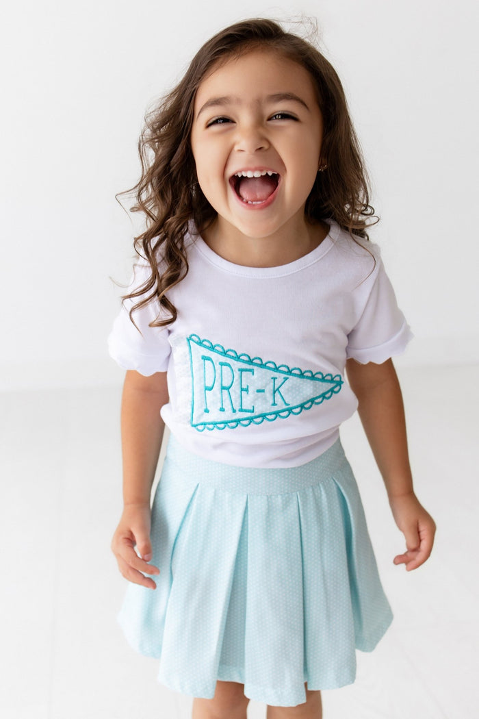 PREORDER***2 - Piece Pennant Skort Set - Blue Dot - Sugar Bee Clothing