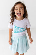 PREORDER***2 - Piece Pennant Skort Set - Blue Dot - Sugar Bee Clothing