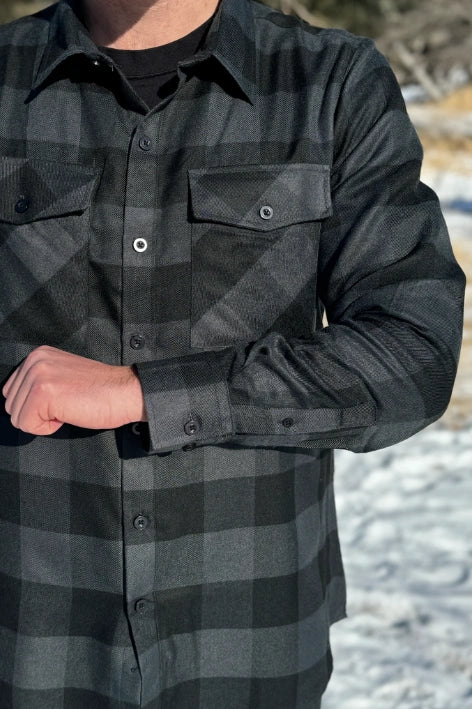 312 Men's Black and Grey Buffalo Check Flannel Shirt