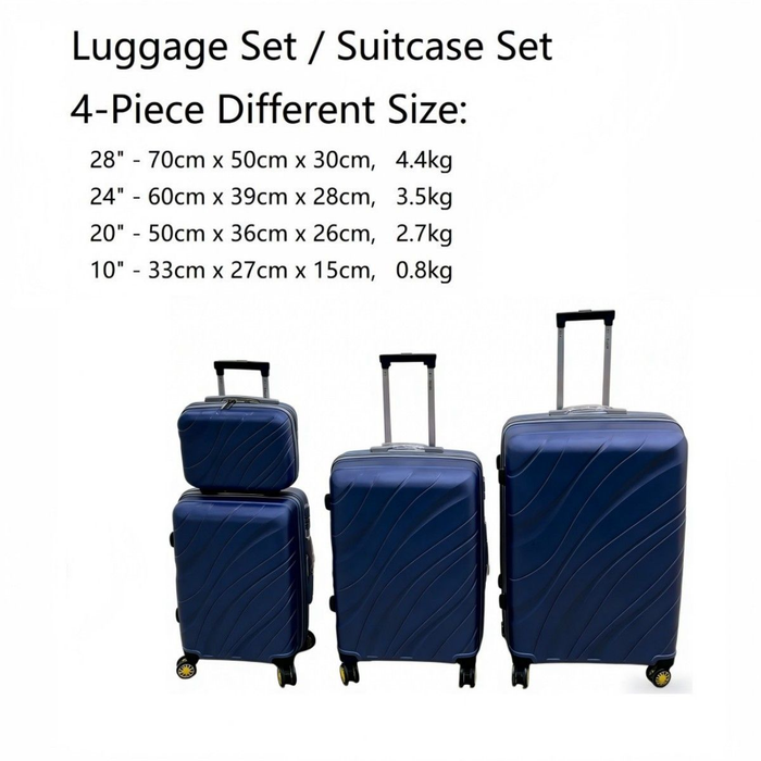 4-Piece ABS Luggage Set Hard Shell Travel Suitcase