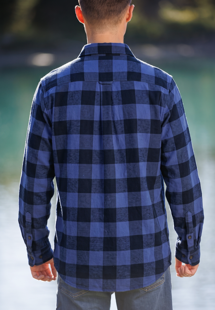 412 Men's Marine Blue & Navy Buffalo Check Flannel Shirt