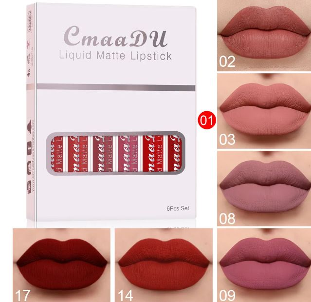 6 Boxes Matte Non-stick Cup WaterProof Lipstick Long Lasting Lip Gloss