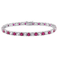 6.00 CTW Lab-Created Ruby & White Sapphire Tennis Bracelet in 14K Gold Overlay – 7.25”