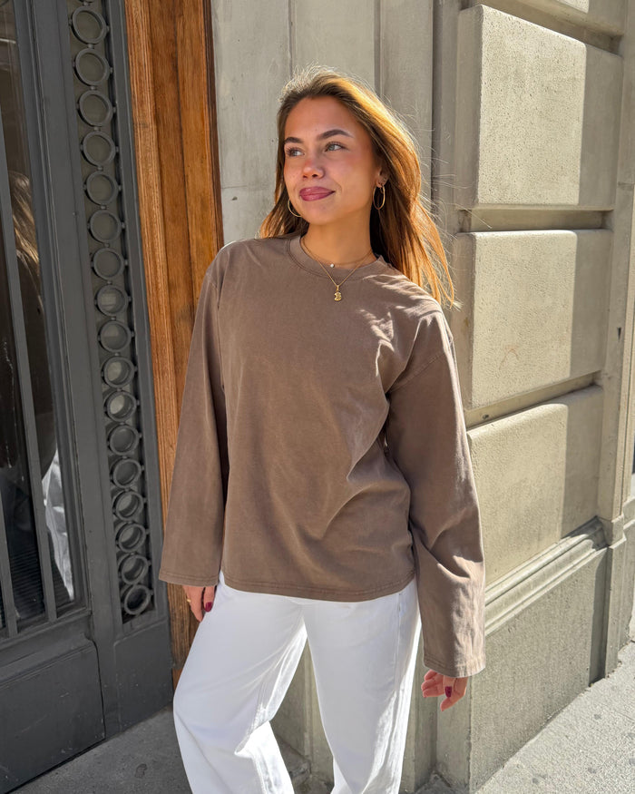 MYNTE WASHED TEE - BROWN