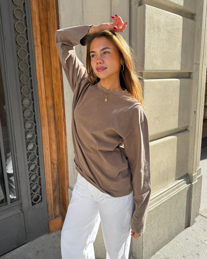 MYNTE WASHED TEE - BROWN