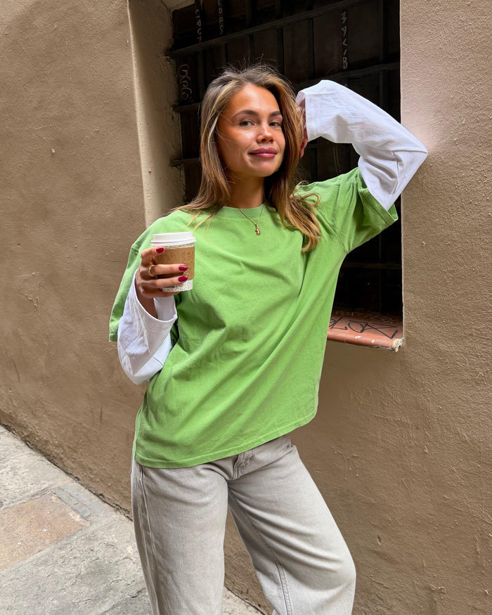 ALVIA LAYERED TEE - MATCHA GREEN/WHITE