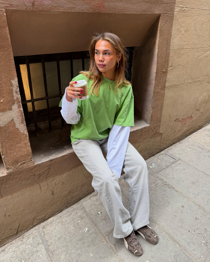 ALVIA LAYERED TEE - MATCHA GREEN/WHITE