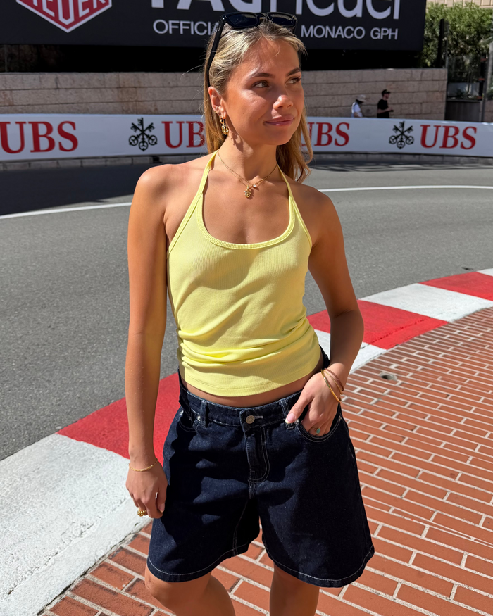 LINE HALTERNECK TOP - BUTTER YELLOW