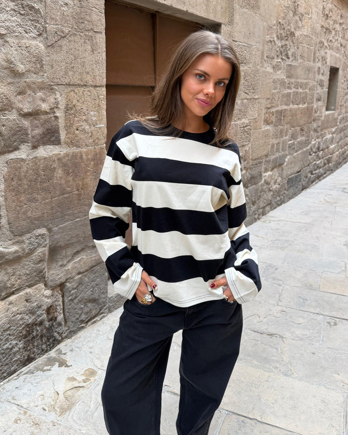 MYNTE WIDE STRIPE - BLACK/OFFWHITE