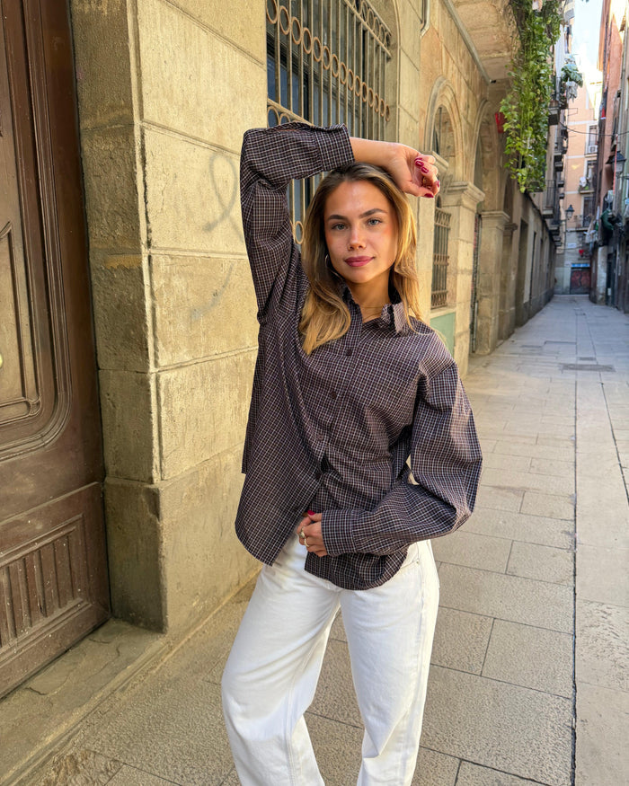 NEO BOXFIT SHIRT - DK BROWN CHECK