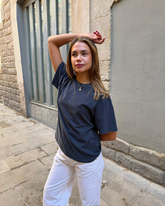LYKKE WASHED TEE - NAVY