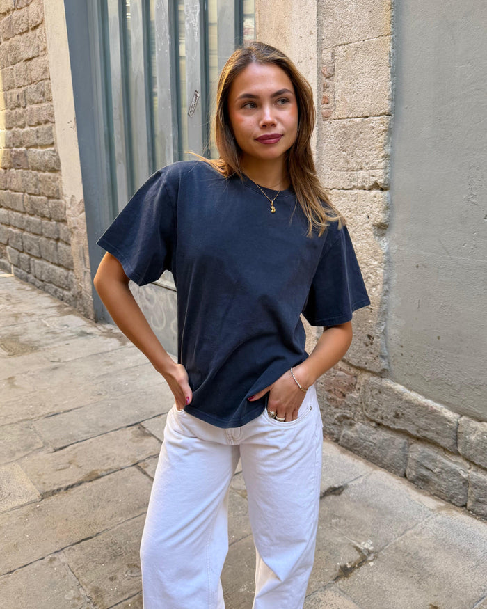 LYKKE WASHED TEE - NAVY