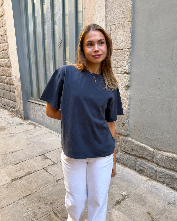 LYKKE WASHED TEE - NAVY