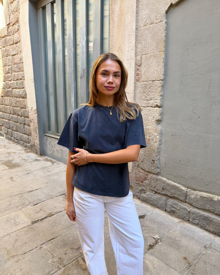 LYKKE WASHED TEE - NAVY