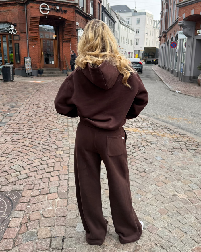OVERSIZED ZIP HOODIE - BROWN