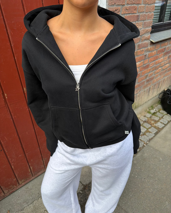 OVERSIZED ZIP HOODIE - BLACK