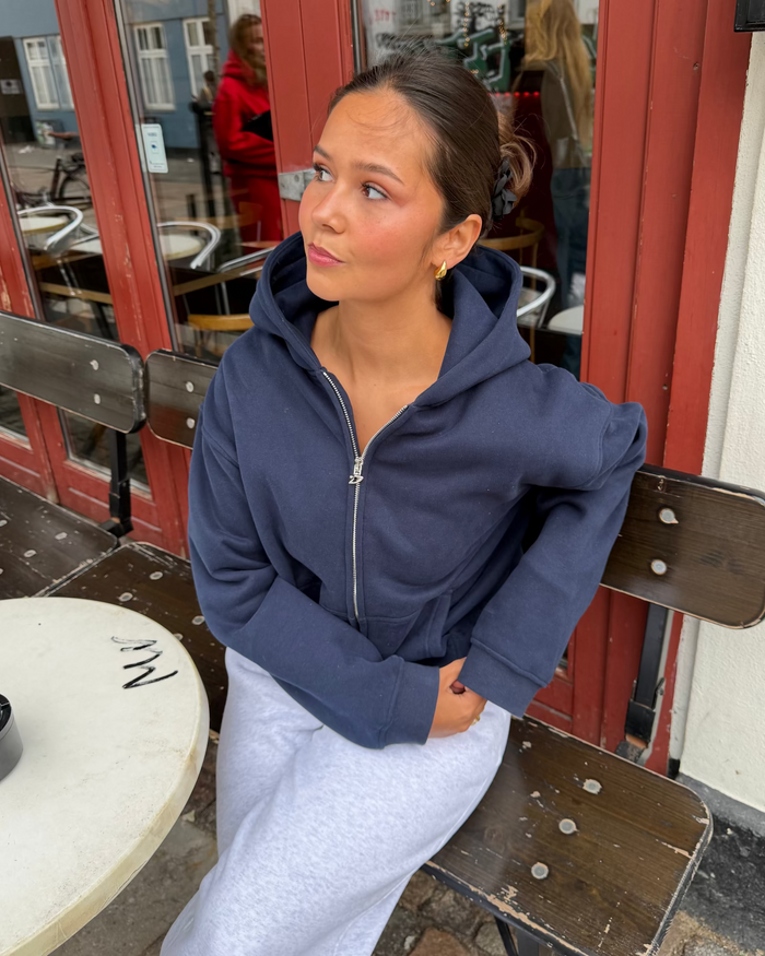 OVERSIZED ZIP HOODIE - NAVY