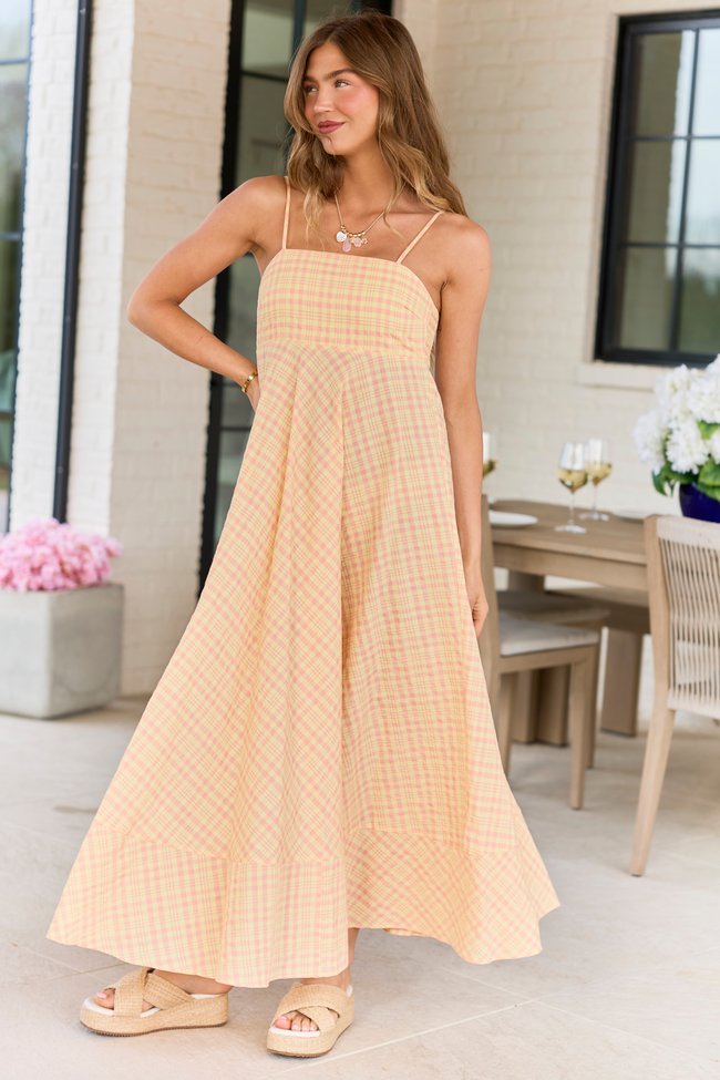 Adele Yellow Plaid Maxi Dress FINAL SALE