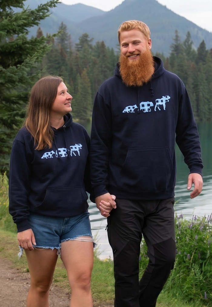 Adults Black Unisex 3 Animals Hoodie
