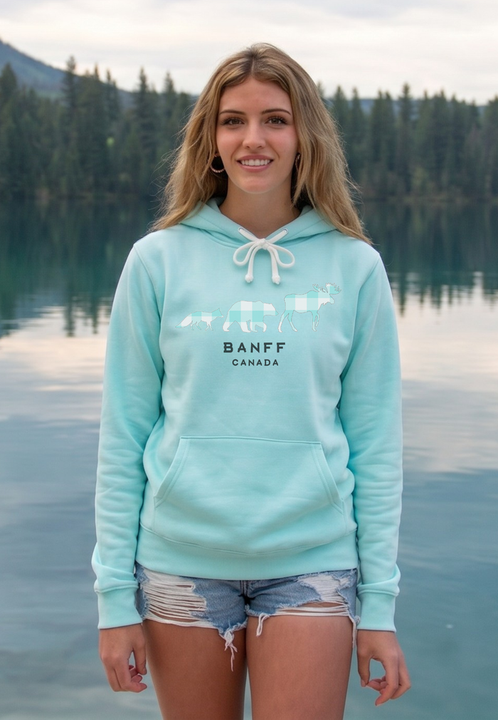 Adults Turquiose Unisex 3 Animals with Banff Hoodie