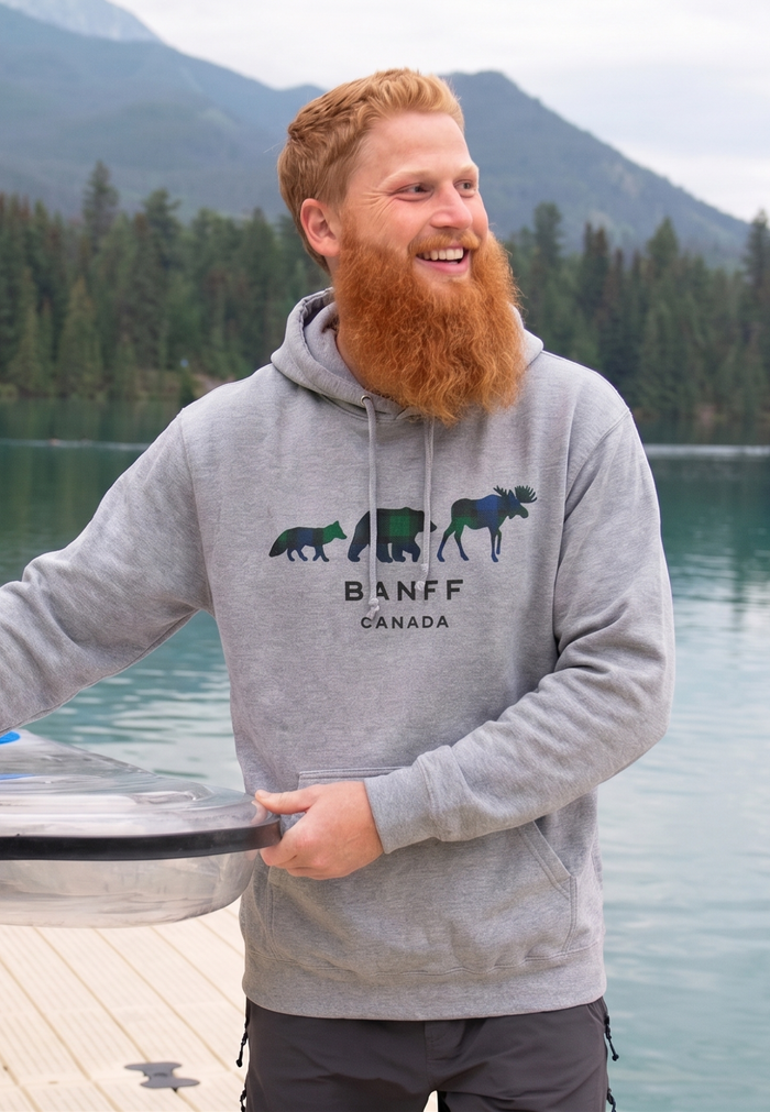 Adults Unisex Grey 3 Animals with Banff Hoodie