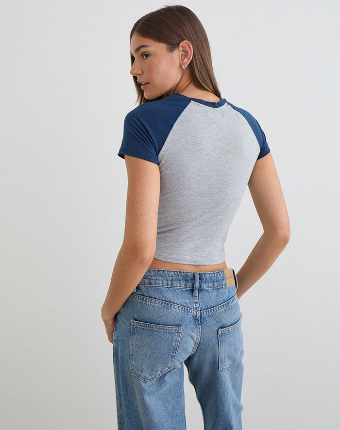 Image of Agneta Tee in Grey Marl and Navy Combination