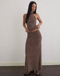 Image of Alfreda Maxi Skirt in Abstract Polka Flock Brown