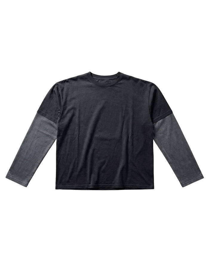 ALVIA LAYERED TEE - DK GREY / WASHED BLACK