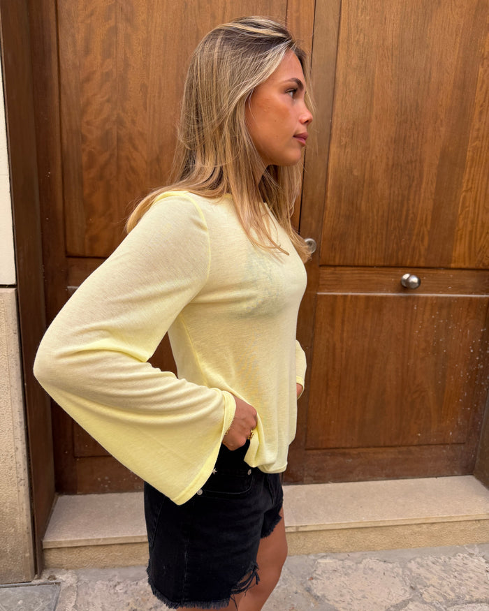 ANEMONE WIDESLEEVE TOP - BUTTER YELLOW