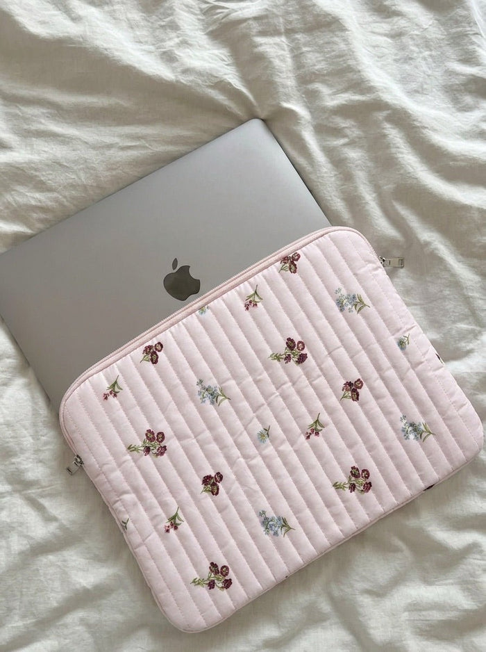 ANNA COMPUTER SLEEVE - LIGHT LIAC FLOWERS - Dinvintageshop