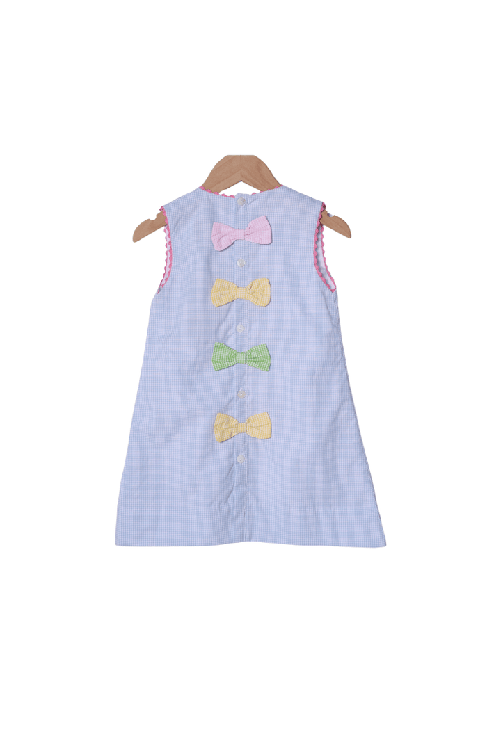 The Smocked Flamingo Apparel & Accessories Applique Crayon Blue Gingham Dress