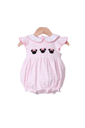 The Smocked Flamingo Apparel & Accessories Applique Mouse Pink Stripe Flutter Sleeve Bubble