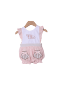 The Smocked Flamingo Apparel & Accessories Applique Sea Shell PInk Swiss Dot Bubble