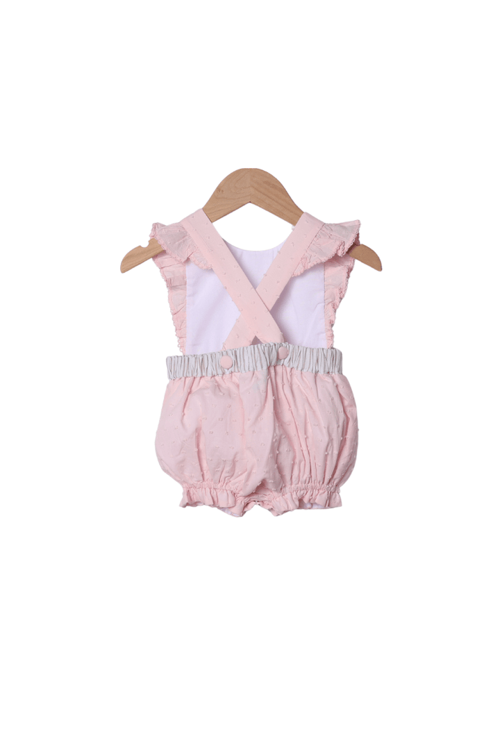 The Smocked Flamingo Apparel & Accessories Applique Sea Shell PInk Swiss Dot Bubble