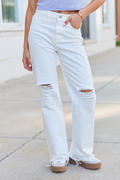 Ariel White Distressed Wide Leg Jeans FINAL SALE