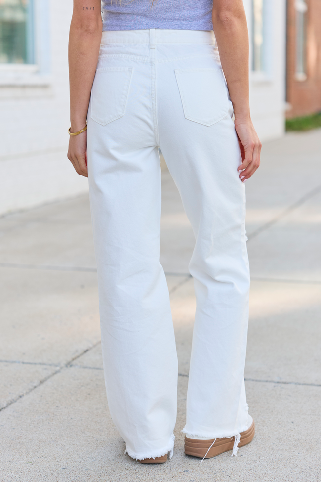 Ariel White Distressed Wide Leg Jeans FINAL SALE