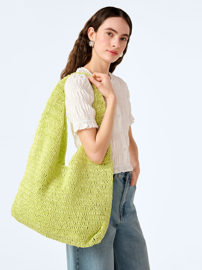 Aruba Large Straw Bag in Lime
