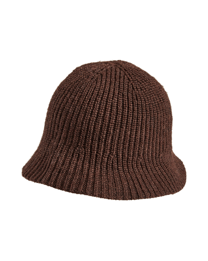 ATALIA STRIKKET BØLLEHAT - CHICORY COFFEE - Dinvintageshop