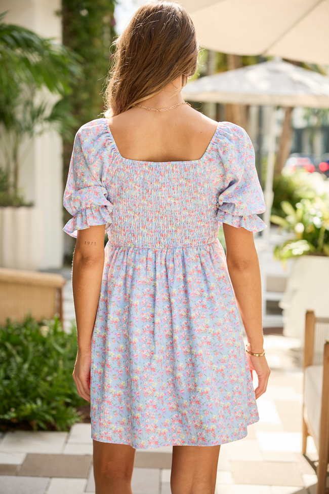 Ava Blue Floral Knot Front Dress FINAL SALE