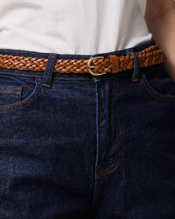 AVERY BRAIDED BELT - COGNAC
