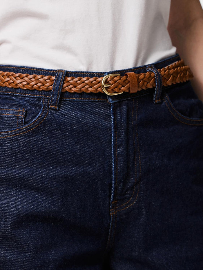 AVERY BRAIDED BELT - COGNAC - Dinvintageshop