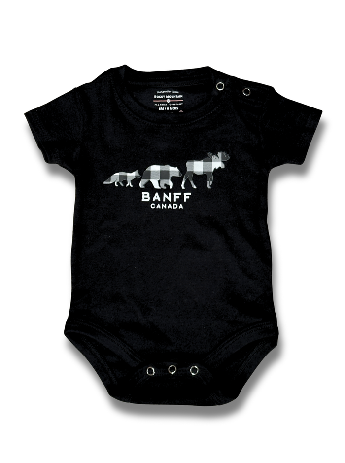 Baby Black 3 Animals with Banff Onesie