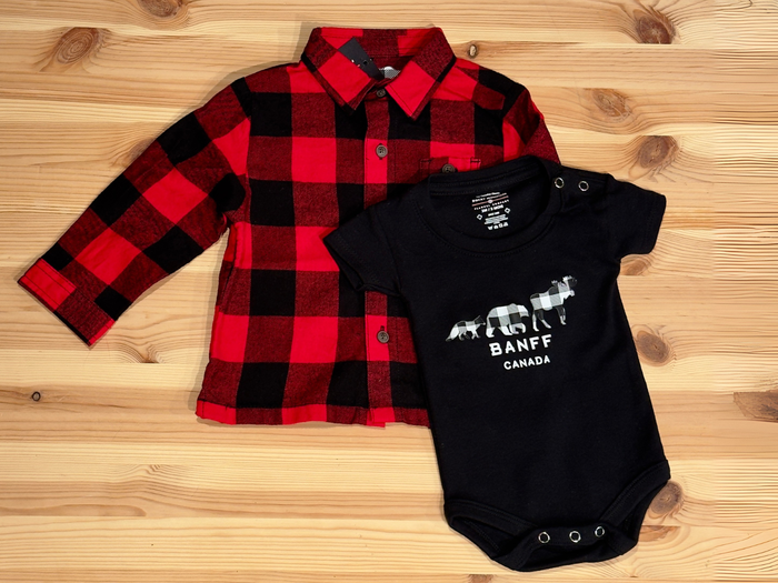 Baby Black 3 Animals with Banff Onesie