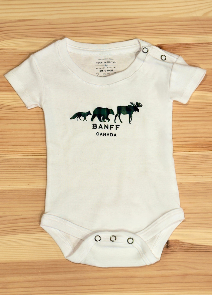 Baby White and Green 3 Animals with Banff Onesie