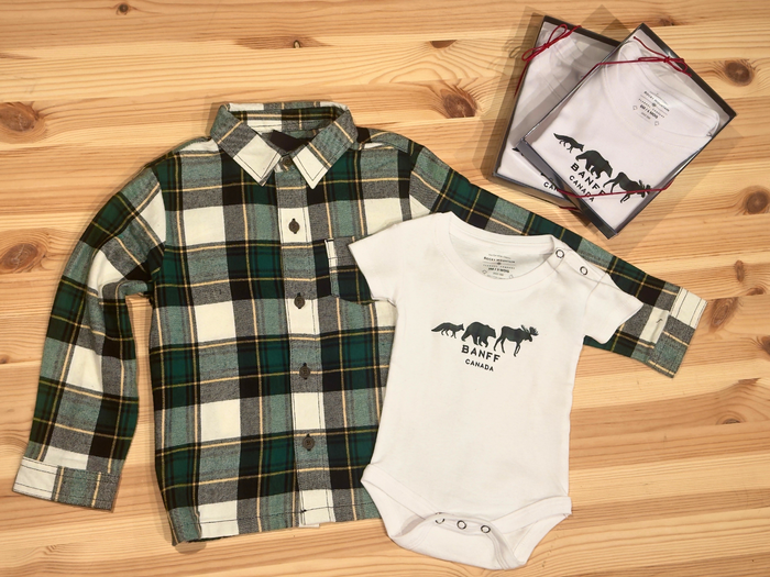 Baby White and Green 3 Animals with Banff Onesie